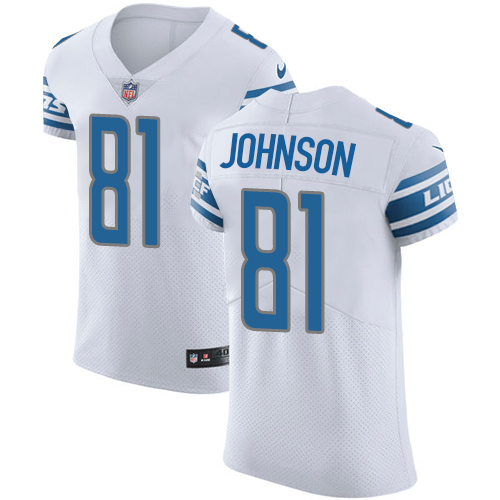 Nike Lions #81 Calvin Johnson White Men's Stitched NFL Vapor Untouchable Elite Jersey